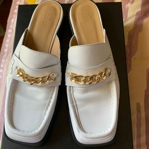 Maeve white square toe mule chain loafer, size 9.5/40. Like new. $40